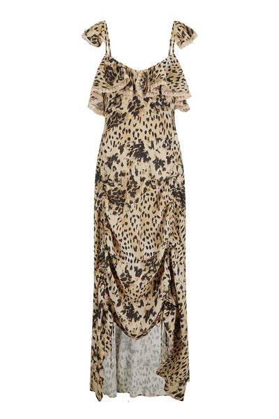 SNOW LEOPARD STRAPY GOWN