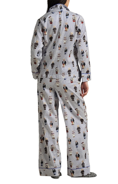 Iconic Polo Bear Cotton Sateen Madison Button Up Pajama Set - Polo Ralph Lauren