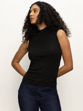 SLEEVELESS ZIP MOCK TOP