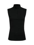 SLEEVELESS ZIP MOCK TOP