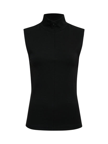 SLEEVELESS ZIP MOCK TOP