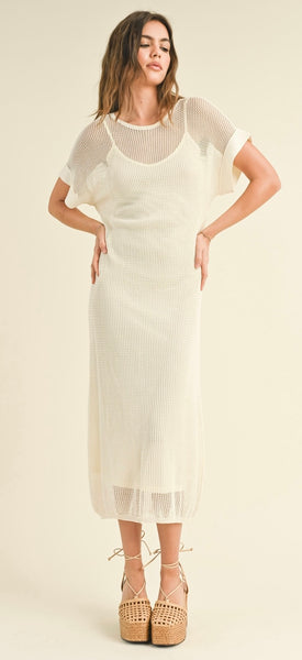 NET KNITTED LONG DRESS WITH SLIP *Last one - S*