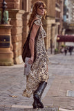 SNOW LEOPARD STRAPY GOWN