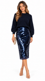 STEFANI MIDI SEQUINED SKIRT