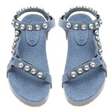 MYSTIQUE BOISE DENIM EMBELLISHED VELCRO SANDALS