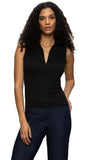 SLEEVELESS ZIP MOCK TOP