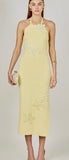FLOWER DETAIL HALTER MAXI DRESS