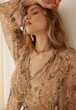 Damask Button Through Gown
