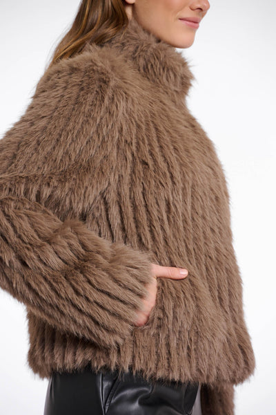FAITH FAUX FUR JACKET - TOFFEE