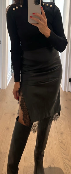 GREG FAUX LEATHER LACE TRIM SKIRT *LAST ONE - Sz S*