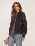 LIZEA TEXTURED BOUCLE/LEATHER BOMBER
