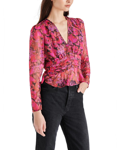 AZURA METALLIC FUCHSIA PRINTED BLOUSE