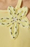 FLOWER DETAIL HALTER MAXI DRESS