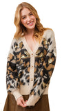 SEQUIN DETAIL LEOPARD CARDIGAN