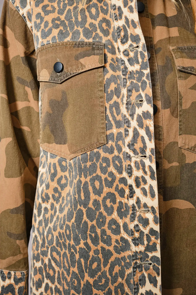 MIXED MEDIA CAMO LEOPARD JACKET