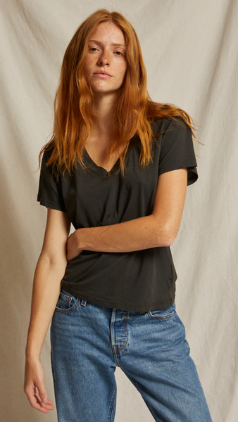 HENDRIX COTTON BOXY V NECK TEE