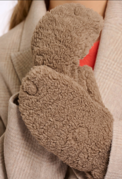 ALEIDA TEDDY GLOVES - TOFFEE