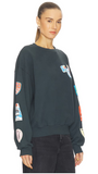 SKI PATCH & PASS COLLECTOR OVERSIZED CREW SWEATSHIRT
