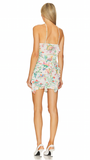 SUSAN WHITE PRINTED MINI DRESS WITH ROSETTE