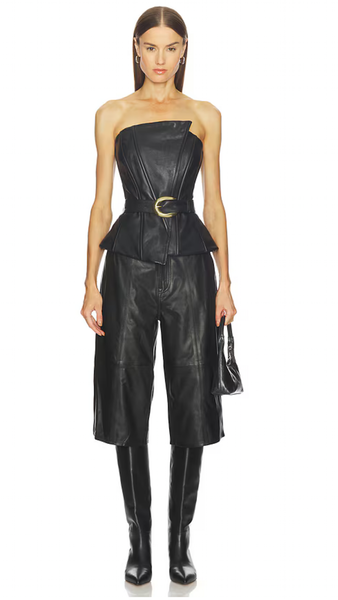 CALA BLACK BELTED LEATHER BUSTIER
