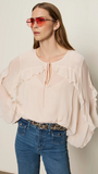 BETTER DAYS RUFFLE BLOUSE - PINK MILK