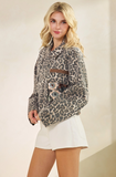 Leopard Sequins Contrast Jacket