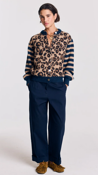 Round Neck Leopard Print Cardigan