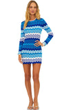 SHEA DRESS - ANTIBES BLUE CHEVRON