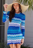 SHEA DRESS - ANTIBES BLUE CHEVRON