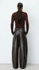 ARTIUS TEXTURED FAUX-LEATHER BARREL PANTS