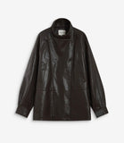 AUBURN RELAXED FAUX-LEATHER JACKET W/ CINCHED WAIST OPTION