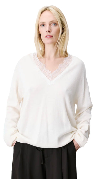 AUGUSTIN KNIT SWEATER WITH LACE V-NECK