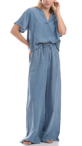 High Rise Quilted Wide Leg Jean