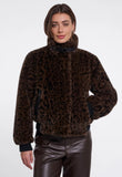 Ambra Short Faux Fur Jacket-Brown Leopard