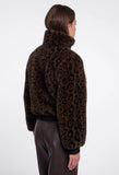 Ambra Short Faux Fur Jacket-Brown Leopard