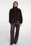 Ambra Short Faux Fur Jacket-Brown Leopard