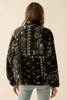 Paisley-Print Sherpa Fleece Zip-Up Pocket Jacket