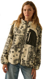 Paisley-Print Sherpa Fleece Zip-Up Pocket Jacket