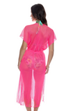 FRINGE LONG CAFTAN - HOT PINK
