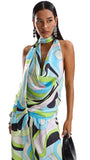 Blossom Halter Top - Mars Blue