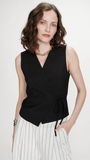 WRAP VEST & PLEATED STRAIGHT SHORT SET