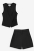 WRAP VEST & PLEATED STRAIGHT SHORT SET