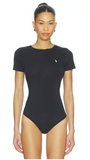 Polo Cotton Short Sleeve Thong Bodysuit