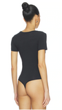 Polo Cotton Short Sleeve Thong Bodysuit
