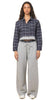PLAID FRENCH TERRY SHIRT & WIDE LEG PANT SET