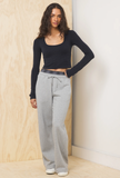PLAID FRENCH TERRY SHIRT & WIDE LEG PANT SET