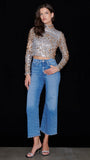 BRIGETTA MIXED METALLIC SEQUIN TOP