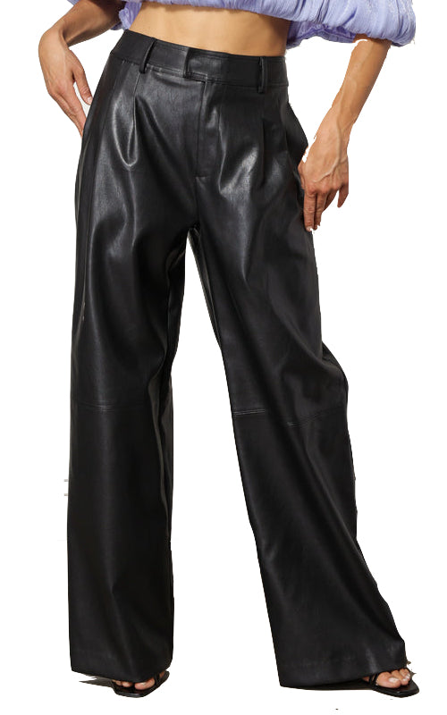 MIKA WIDE-LEG FAUX LEATHER PANTS – Flying Flamingos