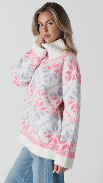 LYRA FAIR ISLE MOCKNECK SWEATER * Last one - Sz L*