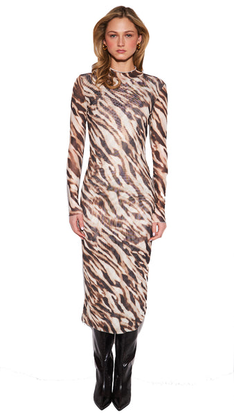 REGINA DRESS IN SHADOW ZEBRA